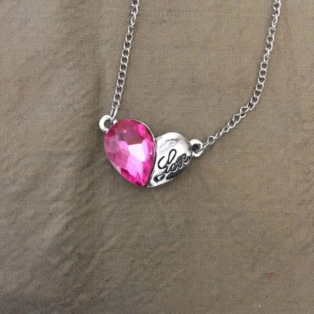 3/$25 ** Pink Swarovski Elements heart necklace